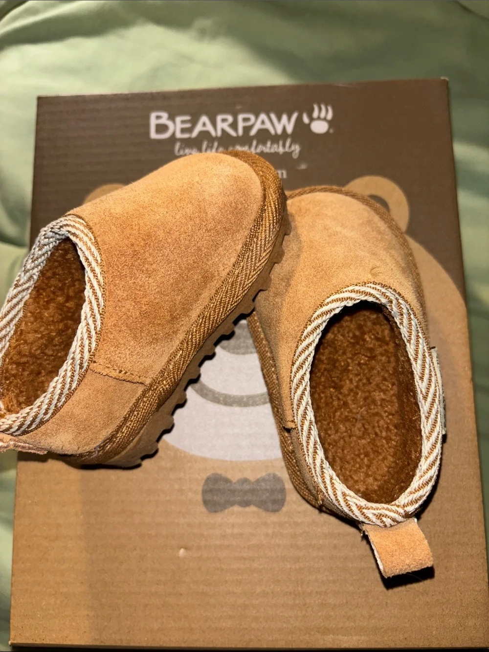 BearPaw Kids Chestnut Suede Slip-On Boots with Braided Trim